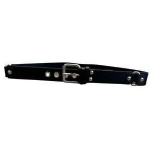 Armani Exchange Chunky Leather Elastic 1.5 in Women's Belt Black‎ Silver 40 in.